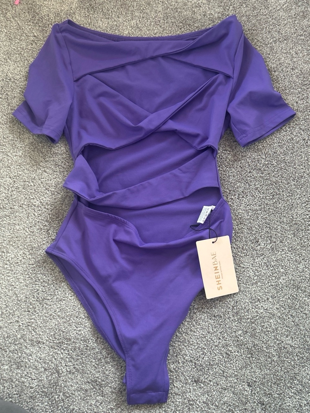 SHEIN Purple Cutout One-Piece Bodysuit for Kids